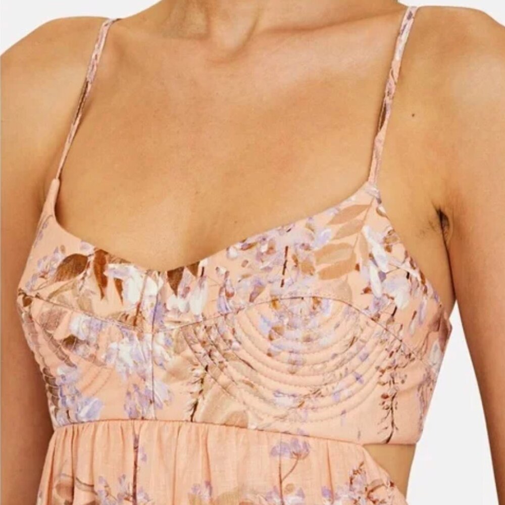 Zimmermann - Rosa Floral Print Bralette Linen Sundress - Size 2